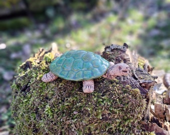 Schildkröte Gartenkeramik Meditation  Gartendeko Märchenwald Naturwesen Elfengarten Fengshui Tiere