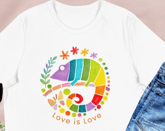 Cute Chameleon Women Shirt Love is Love T-Shirt Pride Shirt Kindness Shirt LGBTQ Support Tee Gay Pride Shirt LGBT Visibility Equality TShirt