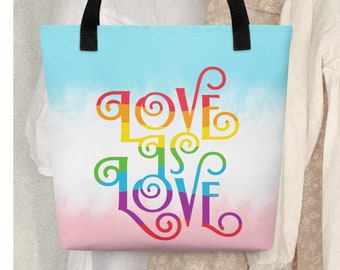 Pride Month Gift Gay Pride Tote Bag Love is Love Trans Love Gift Equality LGBTQ Visibility Queer Gift Idea Pride Rainbow Tote Lesbian Pride