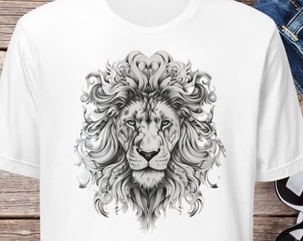 Camiseta com estampa de leão, camiseta majestosa de leão, camiseta de presente para amantes de animais, camiseta de animal, camiseta unissex, camiseta africana, camiseta de zoológico.