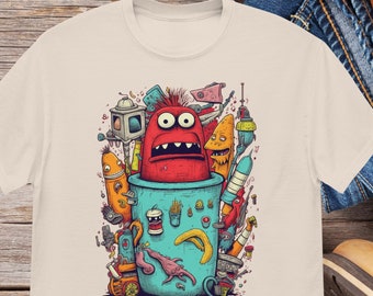 Unisex Nerd T-Shirt Funky Shirt Gift for Nerds Geeky Tshirt Monster Shirt Gift For College Student Funny T-Shirt Gift For Him
