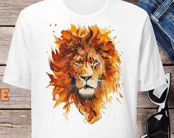 Camiseta personalizada com estampa de leão, camiseta majestosa de leão, camiseta de presente para amantes de animais, camiseta de animal, camiseta unissex, camiseta africana, camiseta de zoológico.