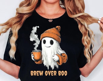 Halloween-Geist Kürbis-Gewürz latte Hemd Halloween-Kaffee-Liebhaber-Hemd Niedliches Geist-Hemd Niedliches Herbst-Hemd Spooky Saison-Hemd Herbstkaffee-T-Stück