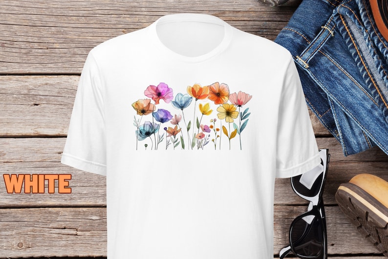 Custom Wild Flowers Shirt Floral Design Tshirt Wildflower T-shirt ...