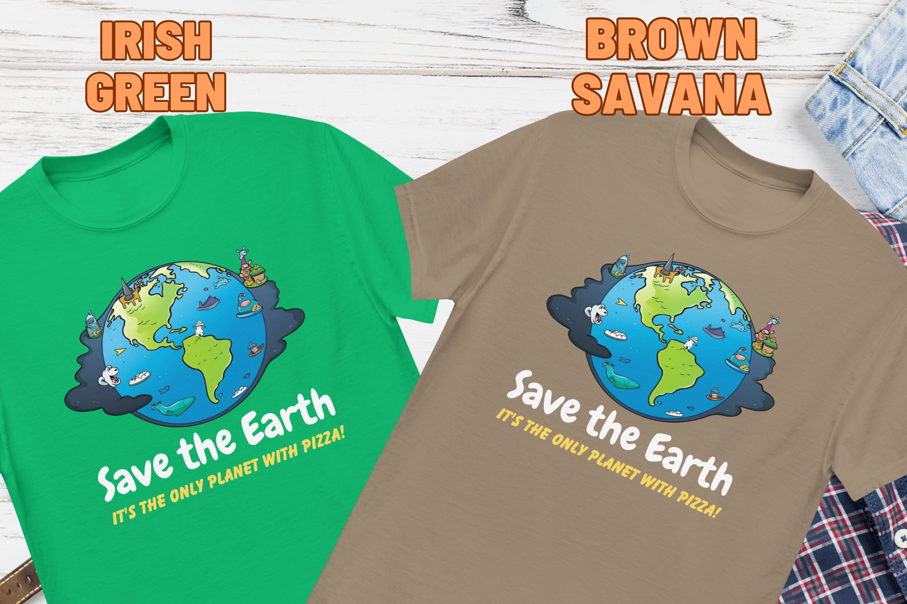 Save Earth Shirt Pizza T Shirt Environmental Tshirt Earth Day Etsy