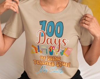 100 Days of School for Teacher Custom Teacher Shirt Gift for Teacher Retro T-shirt Customized Teacher Appreciation Gift Teacher Outfit