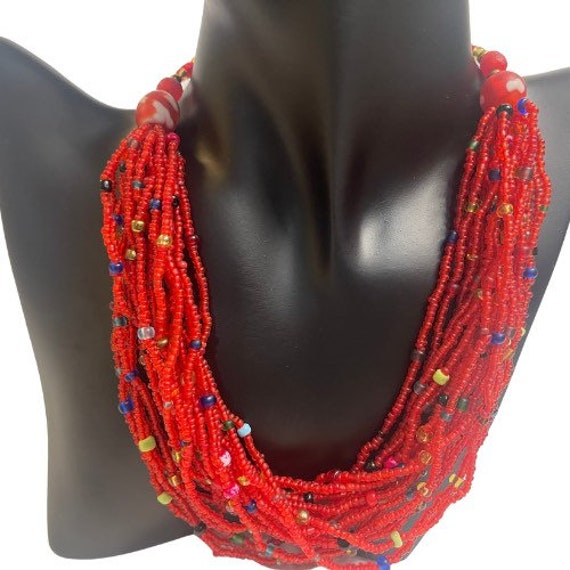 Buy Kumasi Medley Fused Rondelle Recycle Glass Beads Necklace, Ghana  African Two Row Beaded Choker Necklace Online in India - Etsy