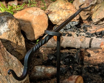 Hand Forged Campfire Cooker Set: Hot Dogs, S'mores, BBQ Fork