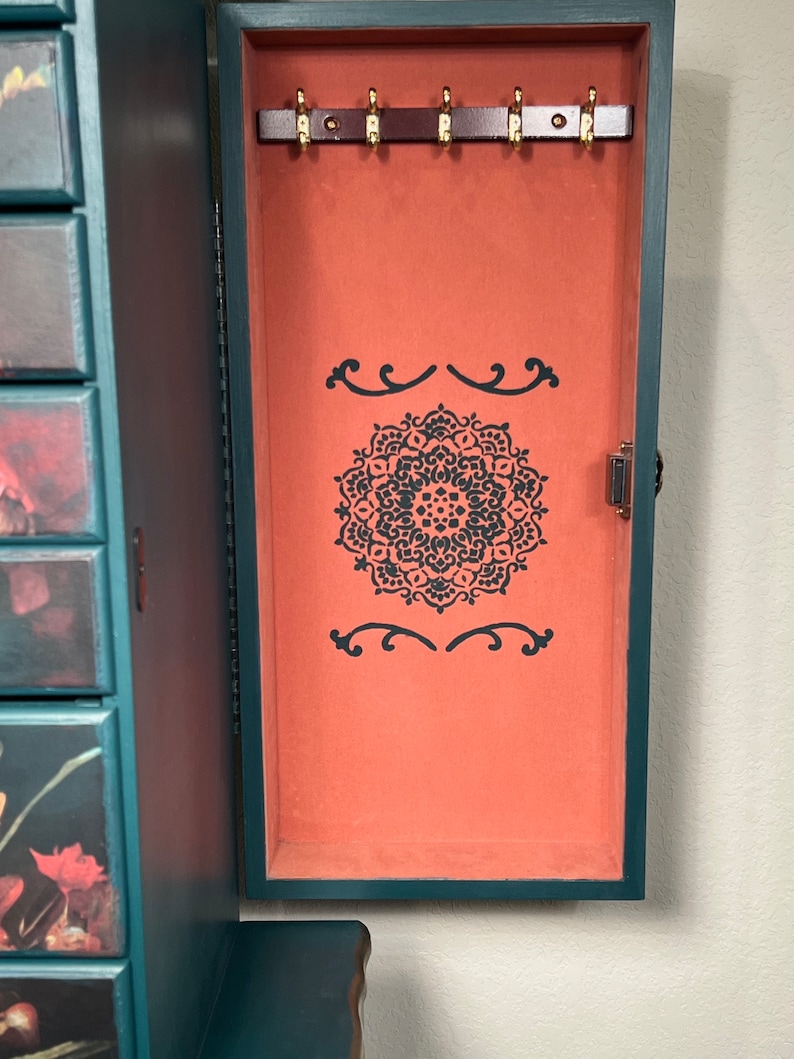SOLD - Do Not PURCHASE - Green With Gold Jewelry Armoire - Etsy