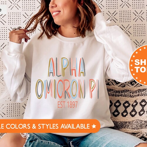 Alpha Omicron Pi Smile Sorority Sweatshirt Trendy Alpha O Etsy
