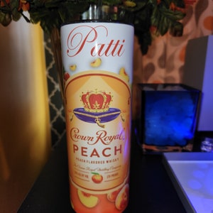 Crown Royal Peach, Apple or Blackberry Tumbler, Skinny 20oz Tumbler w/Lid and Straw