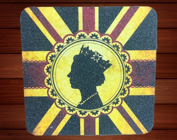 London Souvenir Coaster - Exclusive - Union Jack Queen Elizabeth Design