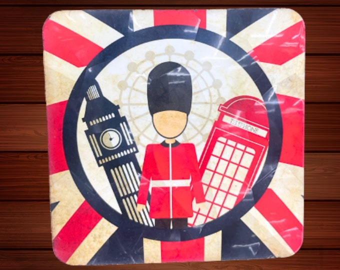London Souvenir Coaster - Exclusive - Union Jack Icons Design