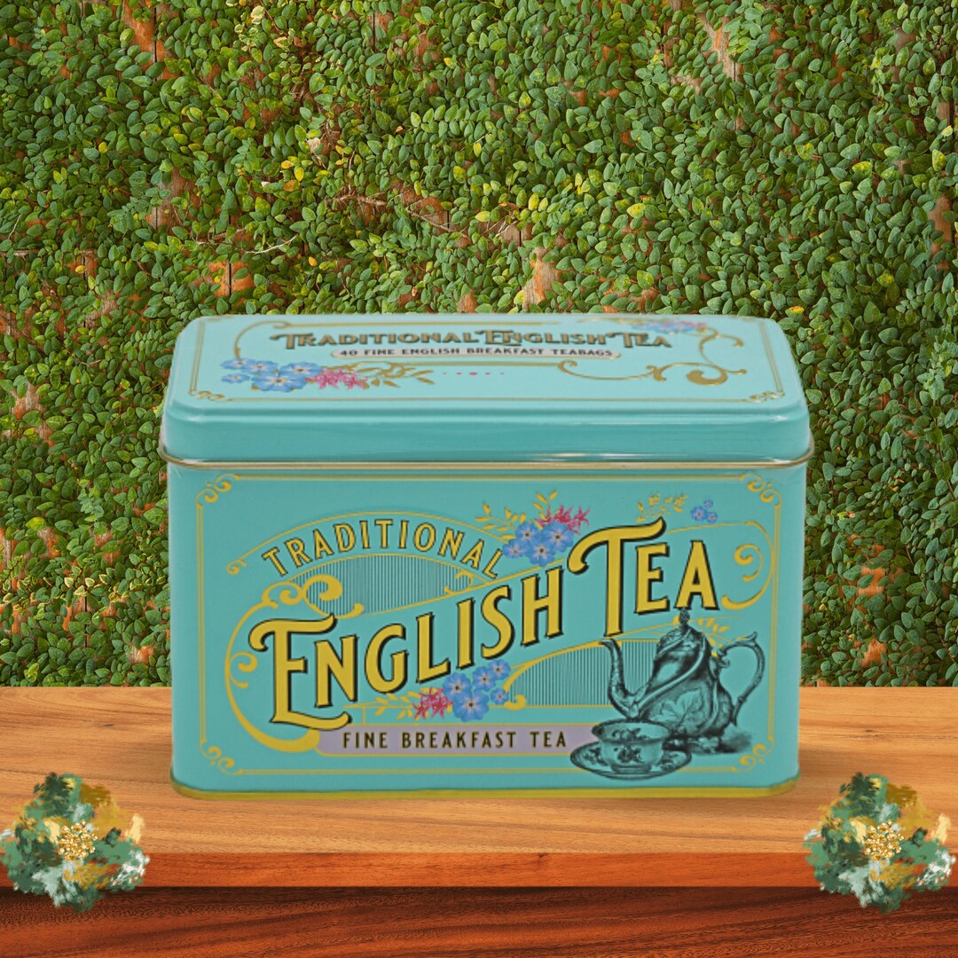 Vintage Victorian English Tea Caddy Tin 40 English Teabags Souvenir