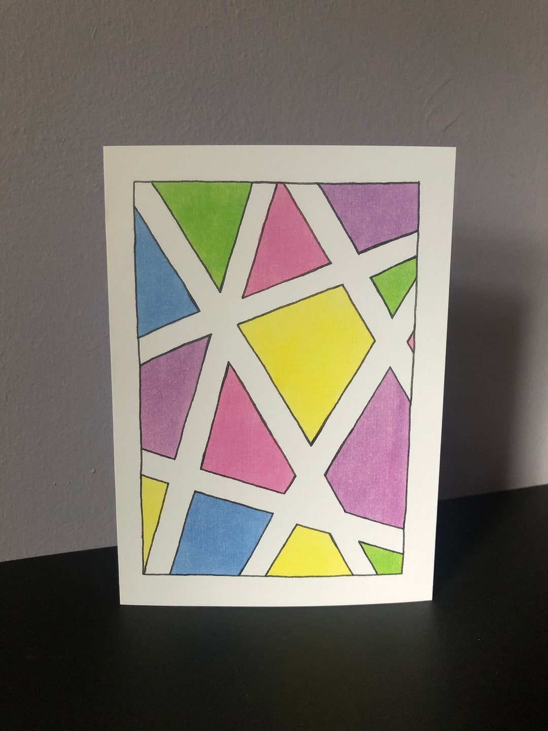 Hand-drawn Colored Shapes Card - Etsy
