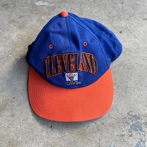 Vintage 90s Cleveland Cavaliers NBA Basketball Blue Orange Snap Back Hat