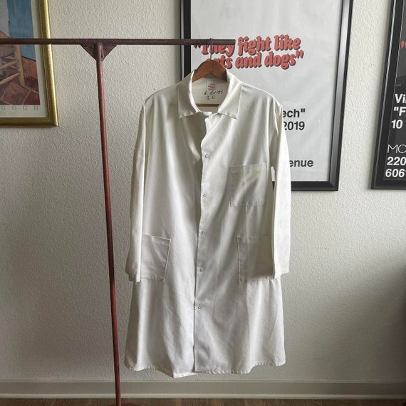 Vintage 60s 50s White Duster Lab Trench Coat - image 1