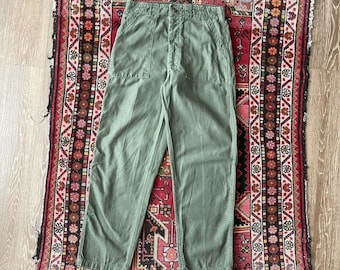 Vintage 1970s Vietnam Era US Military OG-107 Sateen Fatigue Trouser Pants
