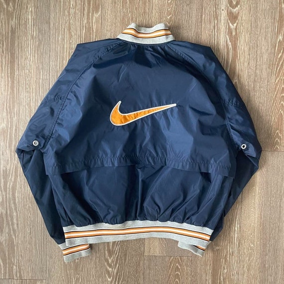 Vintage 90s Navy/Orange Nike Windbreak Bomber Jac… - image 5