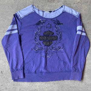 Y2K 2000s Grunge Purple Harley Davidson Baggy Sweatshirt