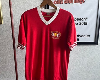 Vintage 1980s BSA Boy Scout Red V Neck Shirt