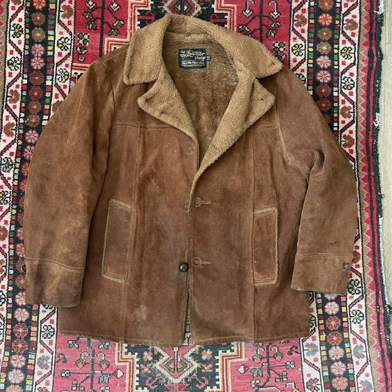 Vintage 1970s 1980s Sears Leather Shop Sherpa Over