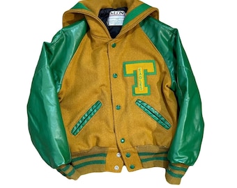 Vintage 1990s Yellow/Green Letterman Varsity Jacket