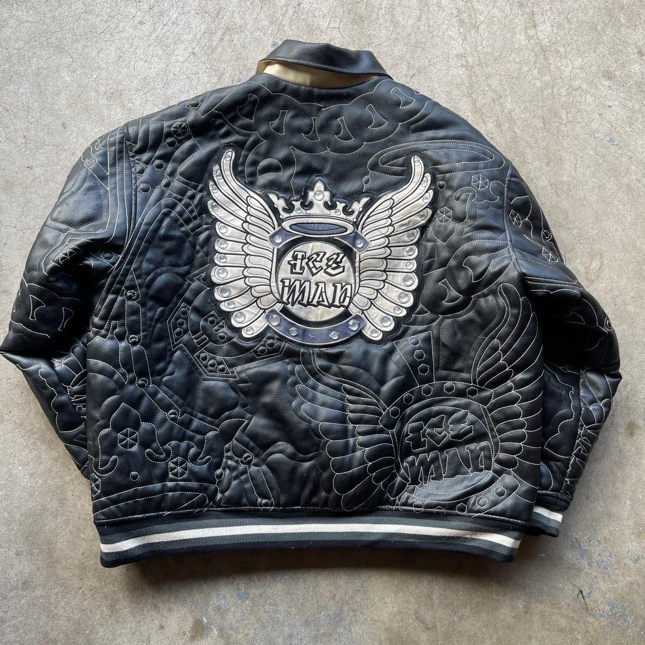 Y2K 2000s Hip-hop Bling Era Raw Blue Black White Leather Ice