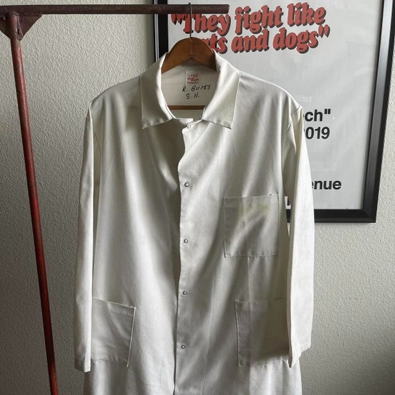 Vintage 60s 50s White Duster Lab Trench Coat - image 3