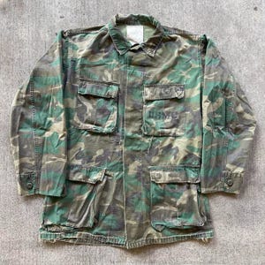 Vintage 70er Jahre US Militär Woodland EDRL Camo Feldjacke