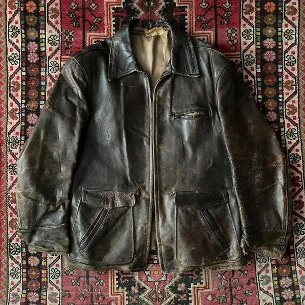 Vintage 1940s Horse Hide Leather Sports Coat