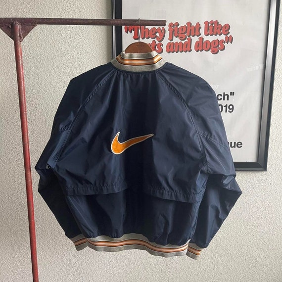 Vintage 90s Navy/Orange Nike Windbreak Bomber Jac… - image 2