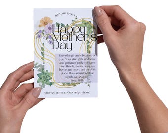 Tarjeta editable para el Día de la Madre / Regalo digital personalizado para el Día de la Madre / Tarjeta imprimible de 5x7 / Diseño floral /