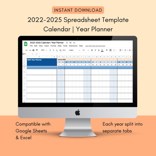 2024 Calendar Excel Etsy