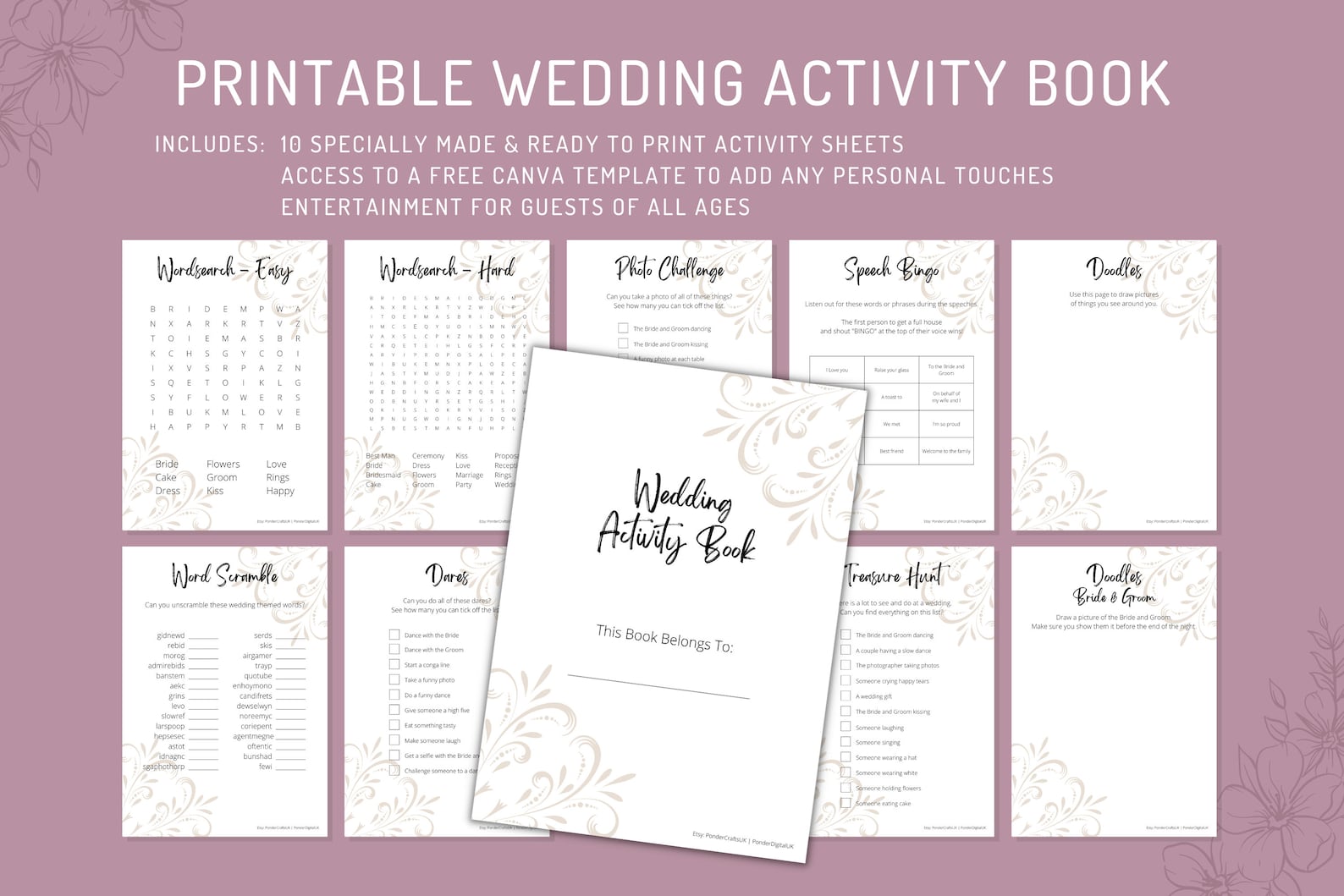 Printable Wedding Activity Book | Canva Template | Children's Activities | Kids Wedding Favours ...