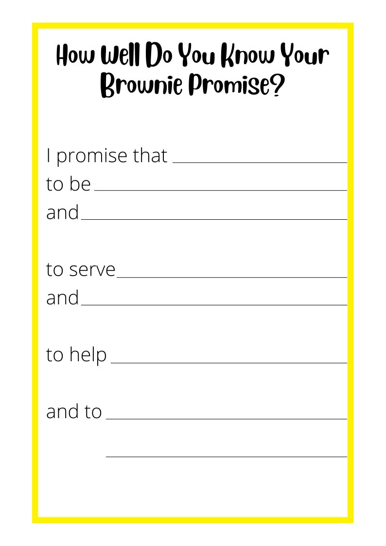Set of 3 Printable Brownie Promise Activity Sheets Brownie - Etsy