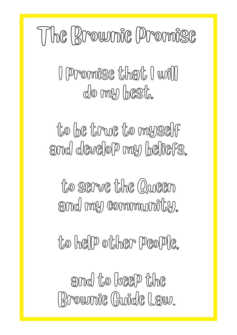 Set of 3 Printable Brownie Promise Activity Sheets Brownie Etsy