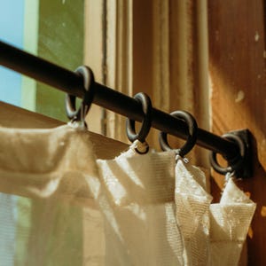Cafe Curtain Rods End (inside) Mounted / 1/2&quot; Wrought Iron Curtain Rods