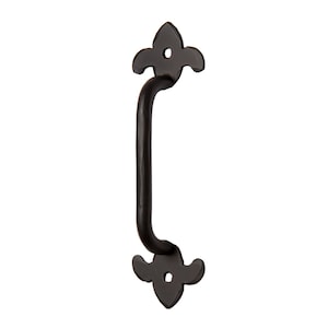 Cabinet Pull/ Drawer Pull with with Fleur de lis ends/Hammered Wrought Iron