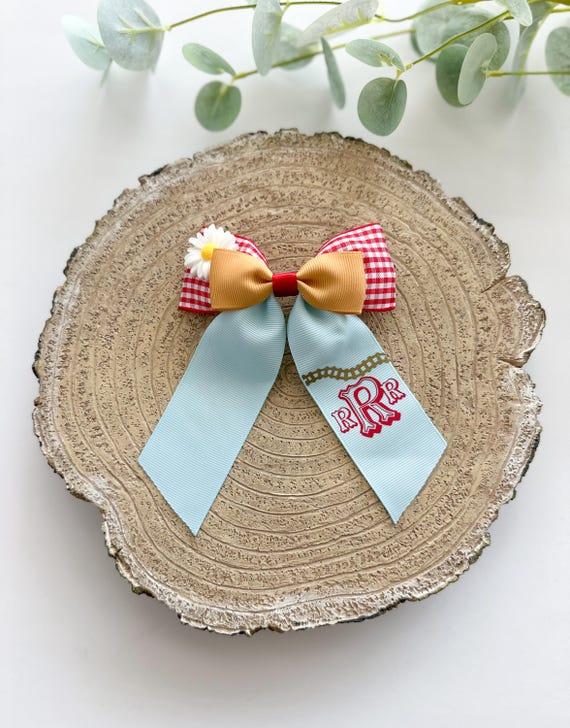 Disney Red and Gold Hair Accessory with Blue Bow Disney Princesses Bow Inspired , Belle -aurora -tiana  main image 3