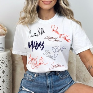 Disney villain inspired character autograph tshirt, character tee, character signature, disney vacation shirt, disney parks, villains,