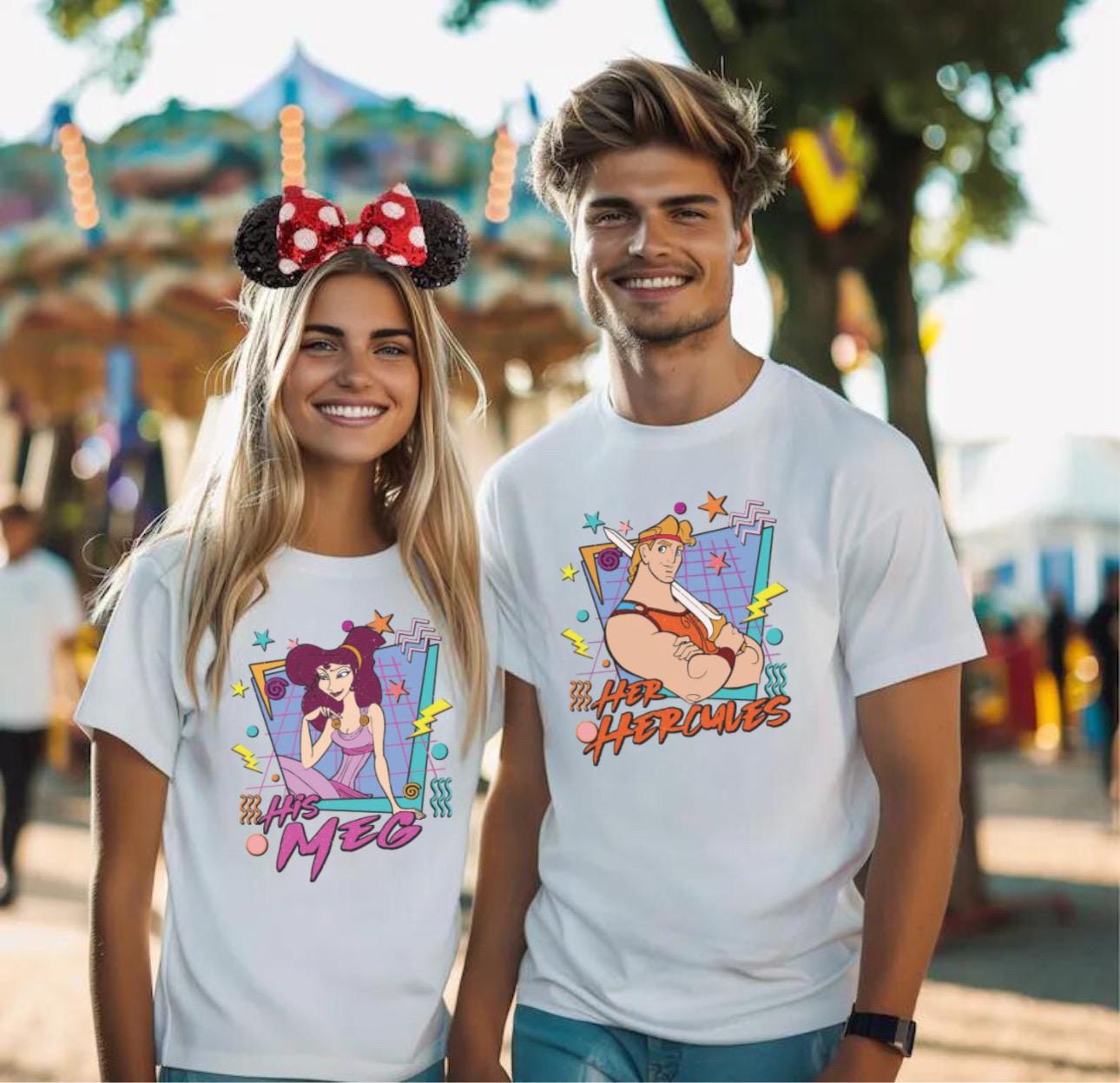 ヘラクレスとメグのカップルTシャツ、ディズニー映画ヘラクレスのT