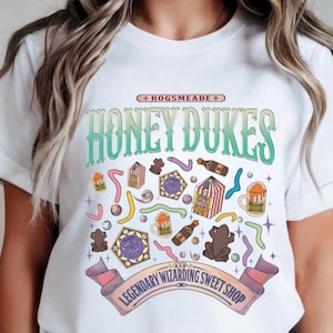 Honeydukes-t-shirt, t-shirt van de tovenaarsschool, t-shirt universele studio's, epische universum-t-shirt, universele t-shirt, op Zweinstein geïnspireerd shirt,