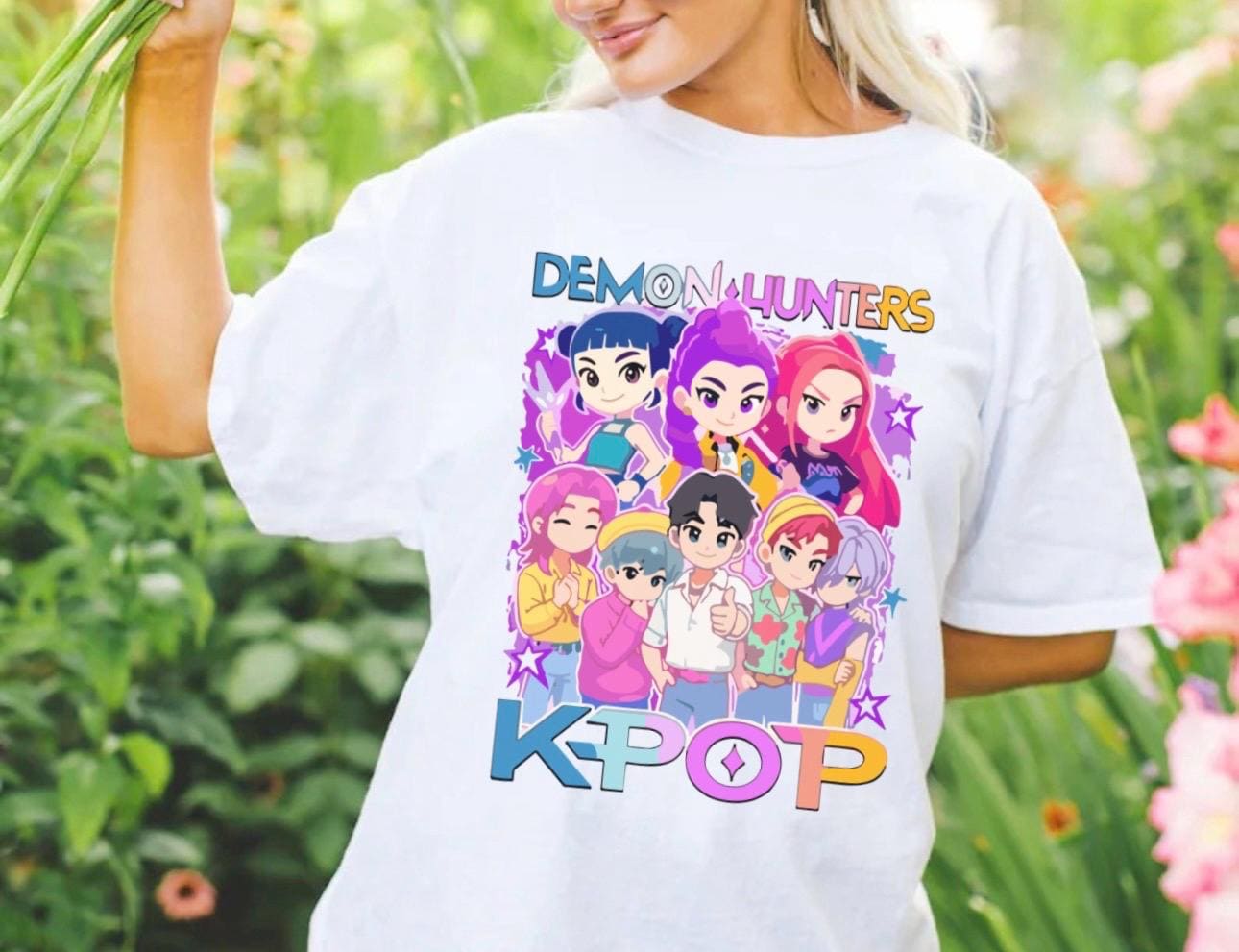 T-shirt Demon Hunters Kpop à Manches Courtes Pour Filles Et Garçons