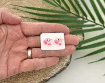 Kirby-oorknopjes, retro Nintendo-oorbellen, 925 verzilverd, videogamesieraden, cadeau voor nerds, Kirby Nintendo, y2k-stijl, kawaii schattig