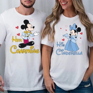 Cinderella Couple Tshirts, Prince charming tshirt, matching couple Disney tshirts, cinderella and prince couple tshirt, vintage disney shirt