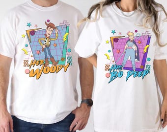 Koszulki dla par Woody i Jessie, koszulka z filmu Toy Story, pasujące koszulki dla par Disney, koszulka dla pary Toy Story, koszulka vintage Disney