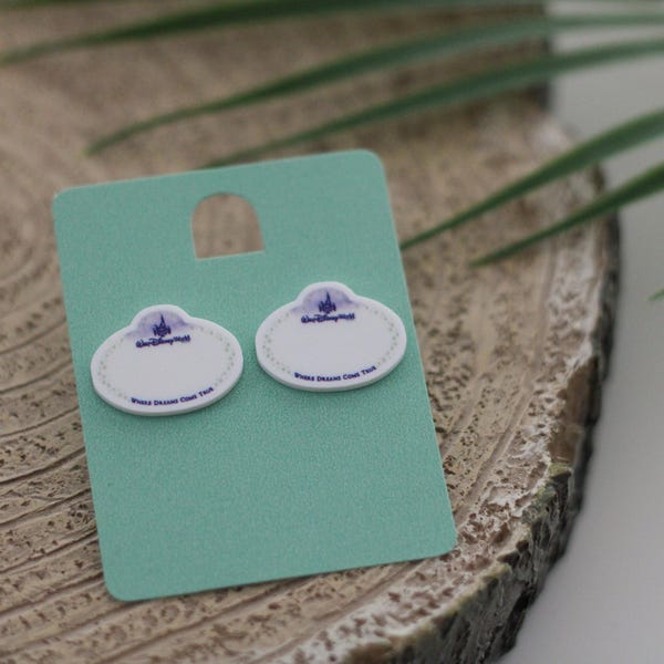 Cast Member-badge oorknopjes, 925 verzilverd, cadeau voor disneyfan, handgemaakte disney-oorbellen, cast member pin, cast member disneyworld