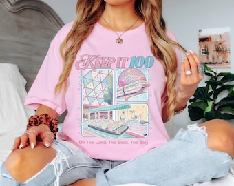Keep it 100 Disney tshirt, monorail tee, living with the land tshirt, cute epcot tshirt, disney world matching tshirt, Disney rides tshirt
