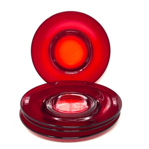 4 Vintage Anchor Hocking Royal Ruby Red Glass Salad Plates